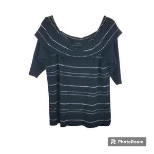 Lane Bryant Striped Black Ribbed Sweater 18/20 EUC